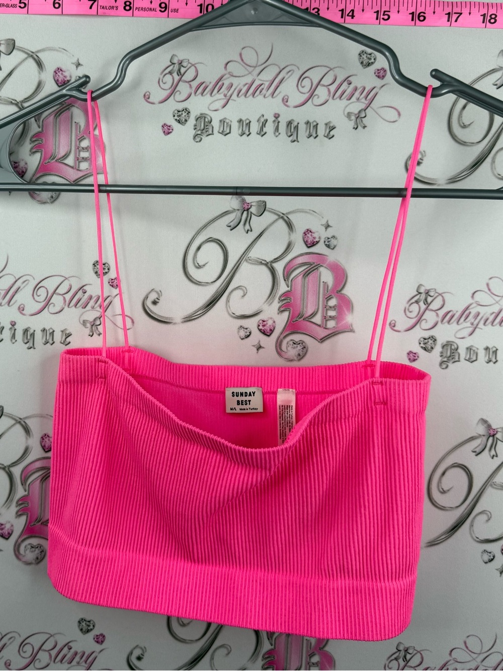 Sunday Best aritzia tank top neon stretchy shirt top Hot Pink Ribbed Tank Crop